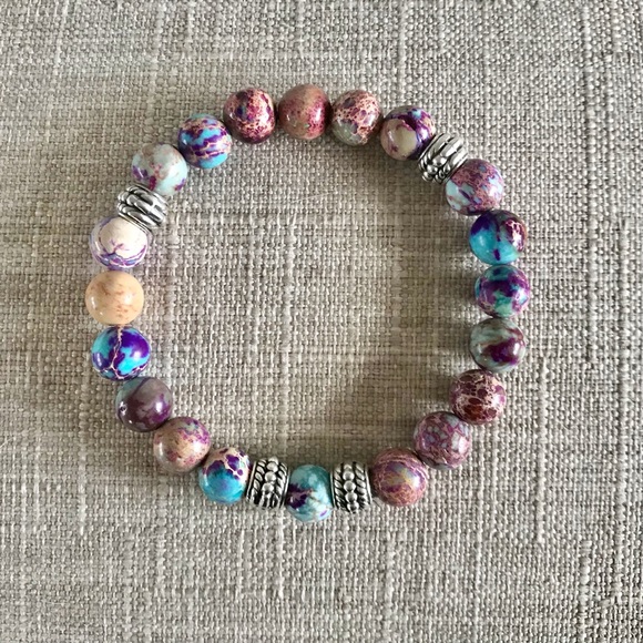 Jasper Gemstone Stretch Chakra Bracelet - Picture 6 of 6